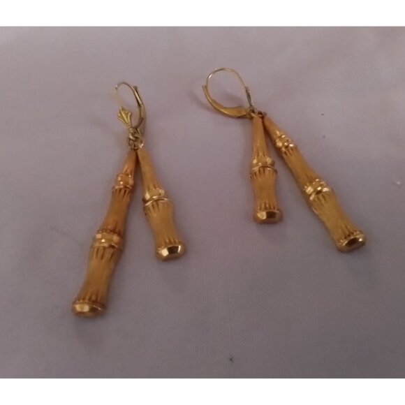 Vintage Avon Bamboo Drop Dangle Earrings - Picture 1 of 3